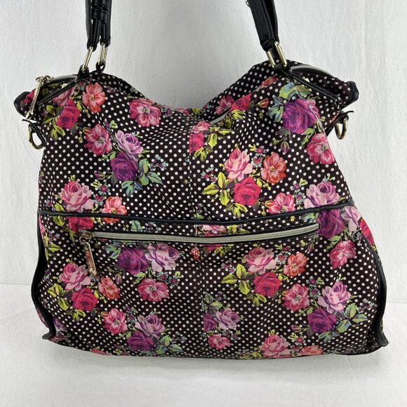 Betsy Johnson polka dot floral rose print shoulder bag purse - Picture 5 of 11